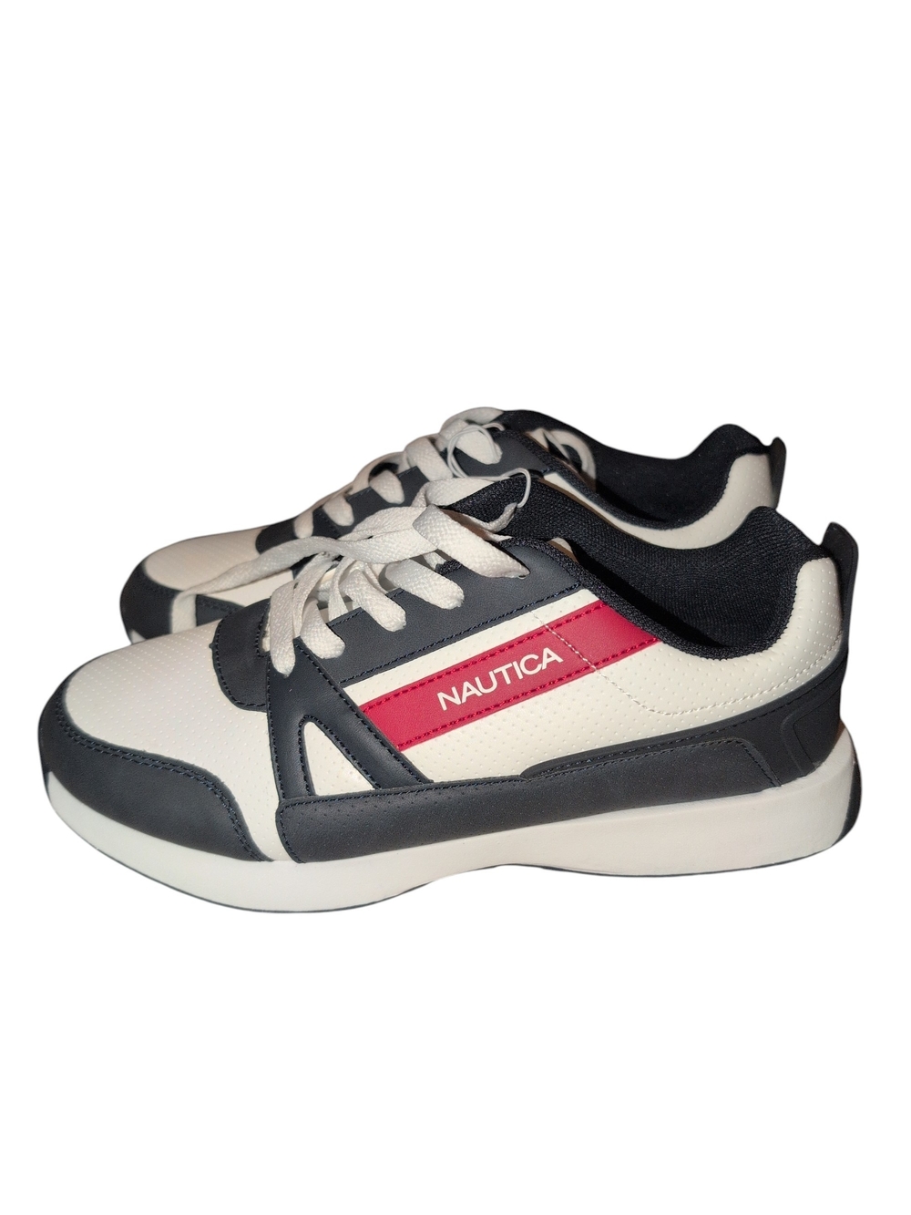 Nautica Kids White Navy Sneakers with Pink Accent